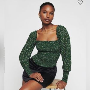 Reformation Pinto Top solid green XS nwot